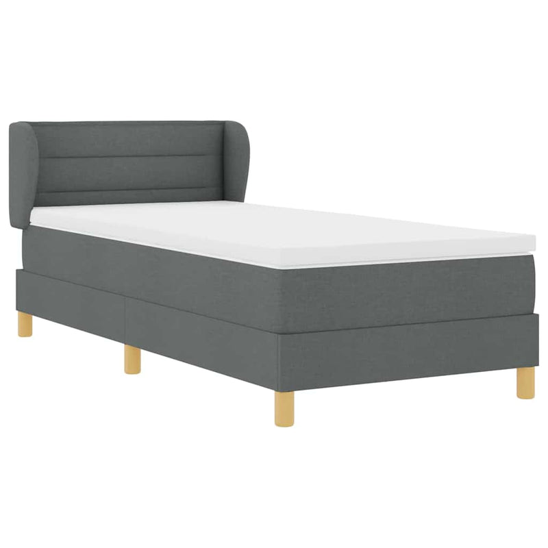 vidaXL Rugós Ágy Matraccal Krém 90x200 cm Szövet matracmal Sötétszürke