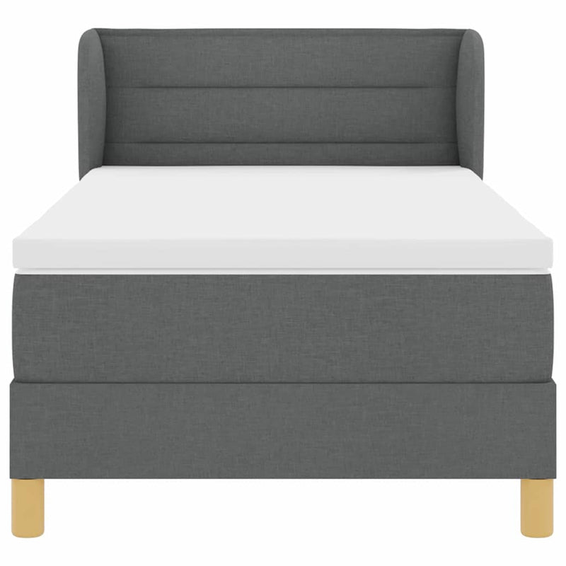 vidaXL Rugós Ágy Matraccal Krém 90x200 cm Szövet matracmal Sötétszürke