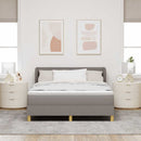 vidaXL Boxrugós ágy matracmal fejtámlával Tópszínű 140 x 190 cm szövet