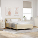 vidaXL Boxrugós ágy matracmal fejtámlával Krém 160 x 200 cm szövet