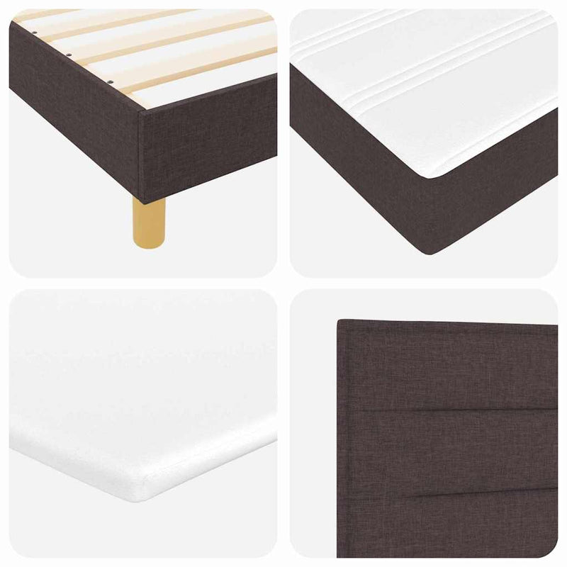 vidaXL Rugós Ágy Matraccal Krém 90x200 cm Szövet matracmal sötétbarna
