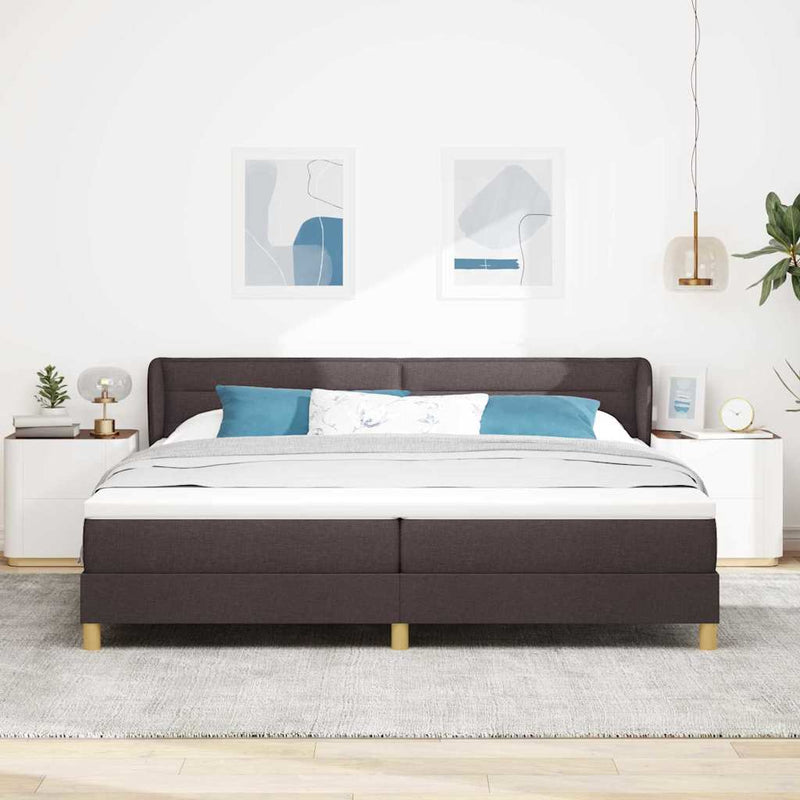 vidaXL Rugós Ágy Matraccal Krém 90x200 cm Szövet matracmal sötétbarna