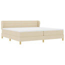 vidaXL Boxrugós ágy matracmal fejtámlával Krém 200 x 200 cm szövet