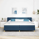 vidaXL Boxrugós ágy matracmal fejtámlával Kék 200 x 200 cm szövet