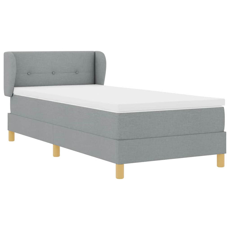 vidaXL Rugós Ágy Matraccal Krém 90x200 cm Szövet Világosszürke