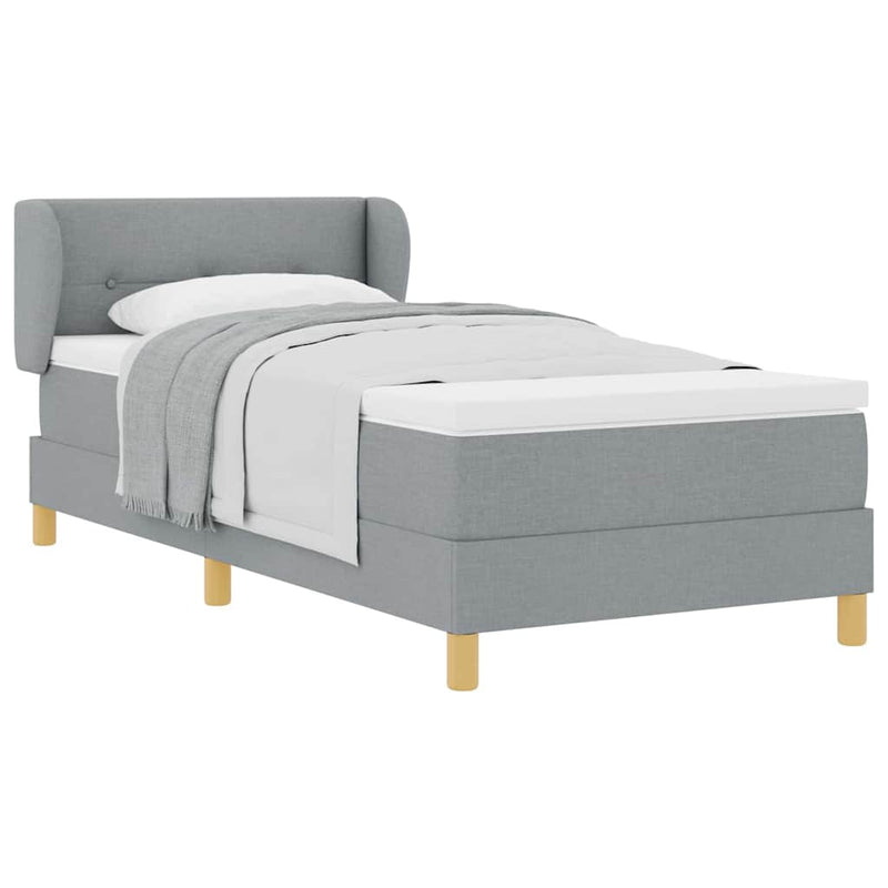 vidaXL Rugós Ágy Matraccal Krém 90x200 cm Szövet Világosszürke