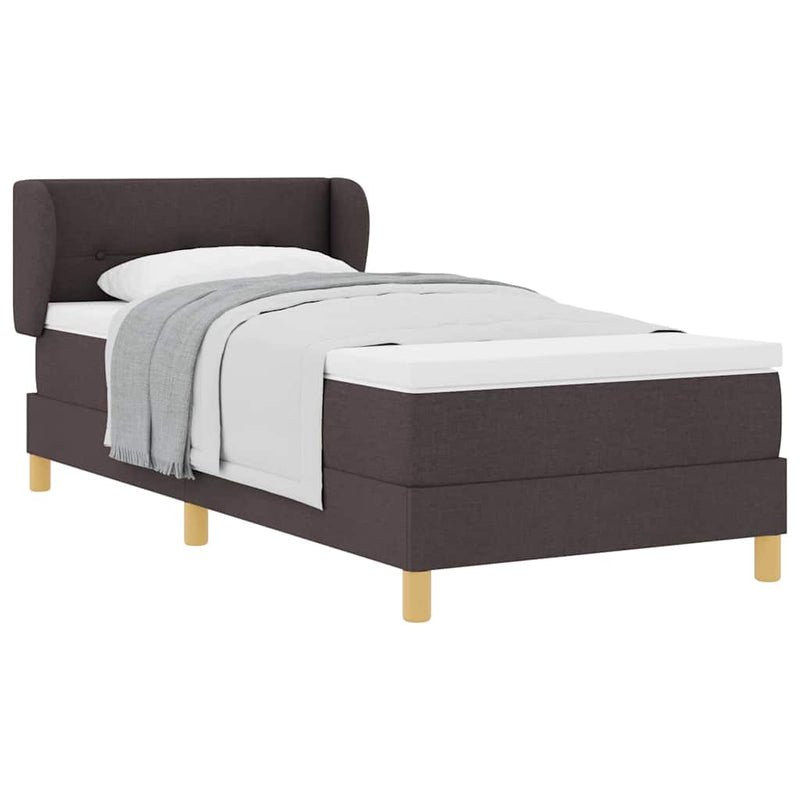 vidaXL Rugós Ágy Matraccal Krém 90x200 cm Szövet matracmal sötétbarna