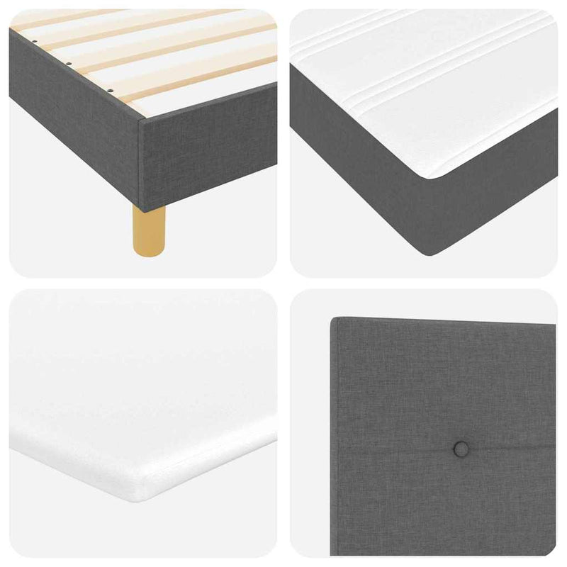 vidaXL Rugós Ágy Matraccal Krém 90x200 cm Szövet matracmal Sötétszürke