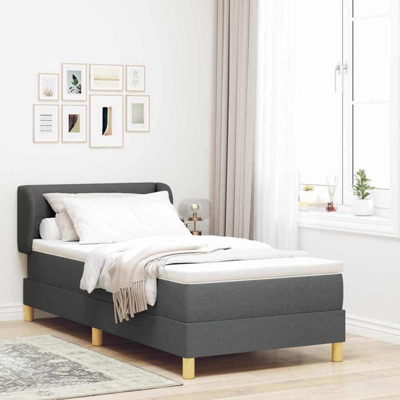 vidaXL Rugós Ágy Matraccal Krém 90x200 cm Szövet matracmal Sötétszürke