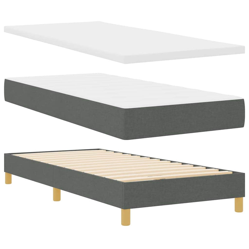 vidaXL Rugós Ágy Matraccal Krém 90x200 cm Szövet matracmal Sötétszürke