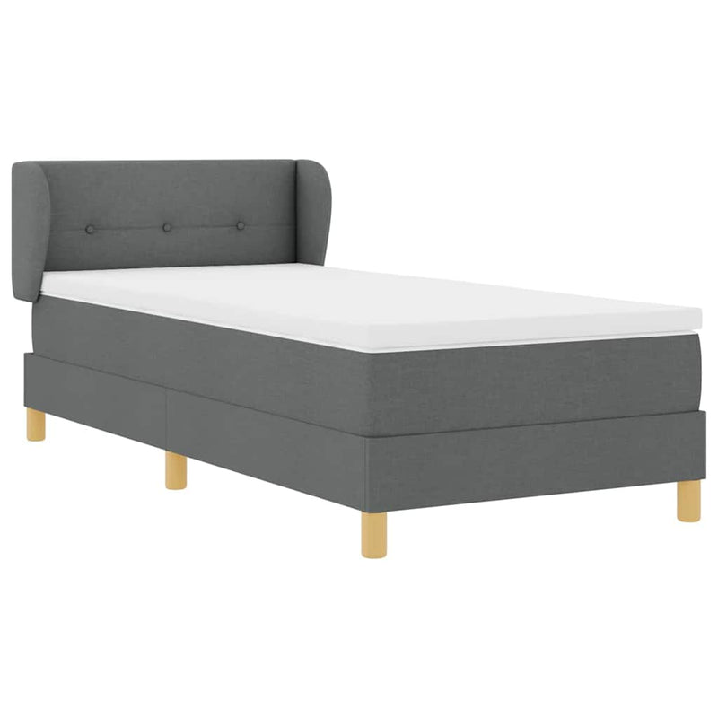 vidaXL Rugós Ágy Matraccal Krém 90x200 cm Szövet matracmal Sötétszürke