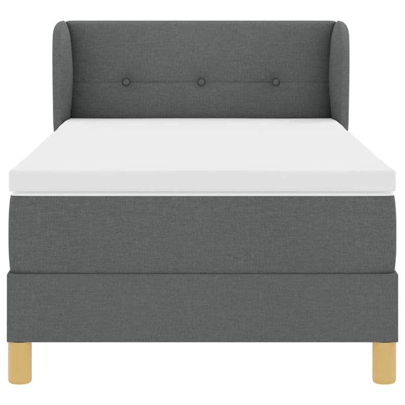vidaXL Rugós Ágy Matraccal Krém 90x200 cm Szövet matracmal Sötétszürke