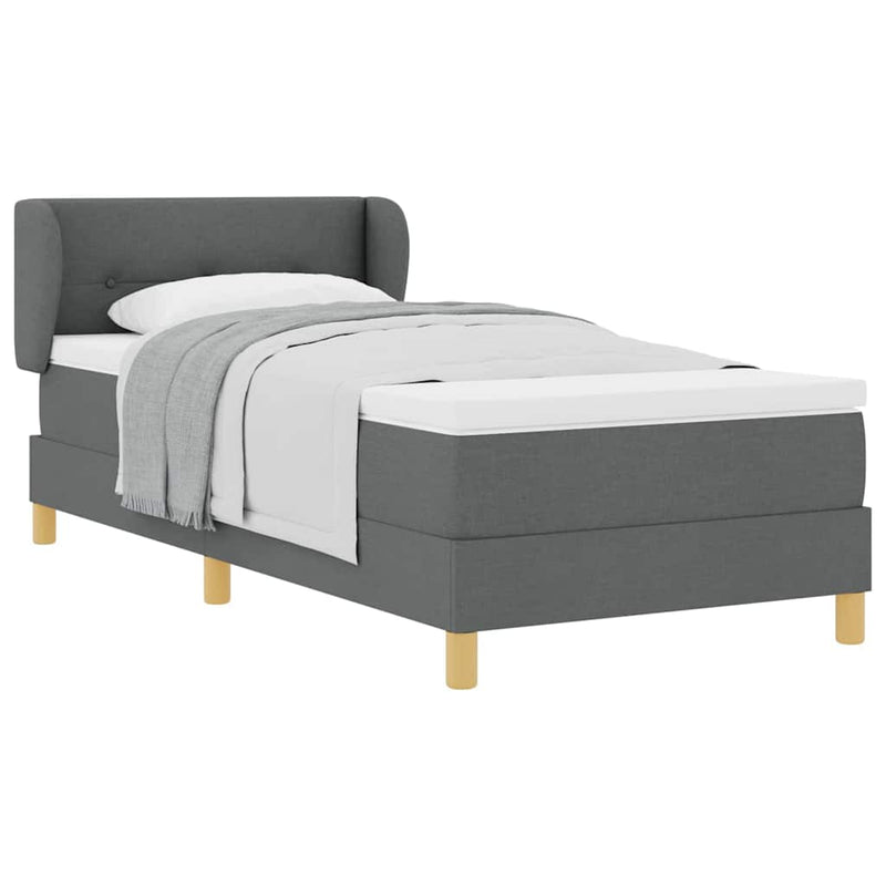 vidaXL Rugós Ágy Matraccal Krém 90x200 cm Szövet matracmal Sötétszürke