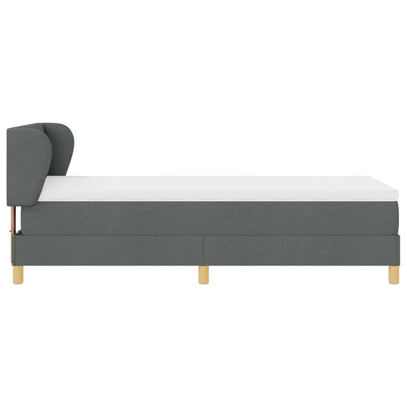vidaXL Rugós Ágy Matraccal Krém 90x200 cm Szövet matracmal Sötétszürke