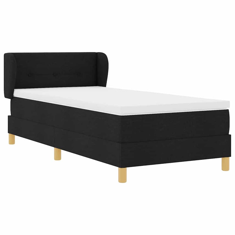 vidaXL Rugós Ágy Matraccal Krém 90x200 cm Szövet Fekete 90 x 190 cm