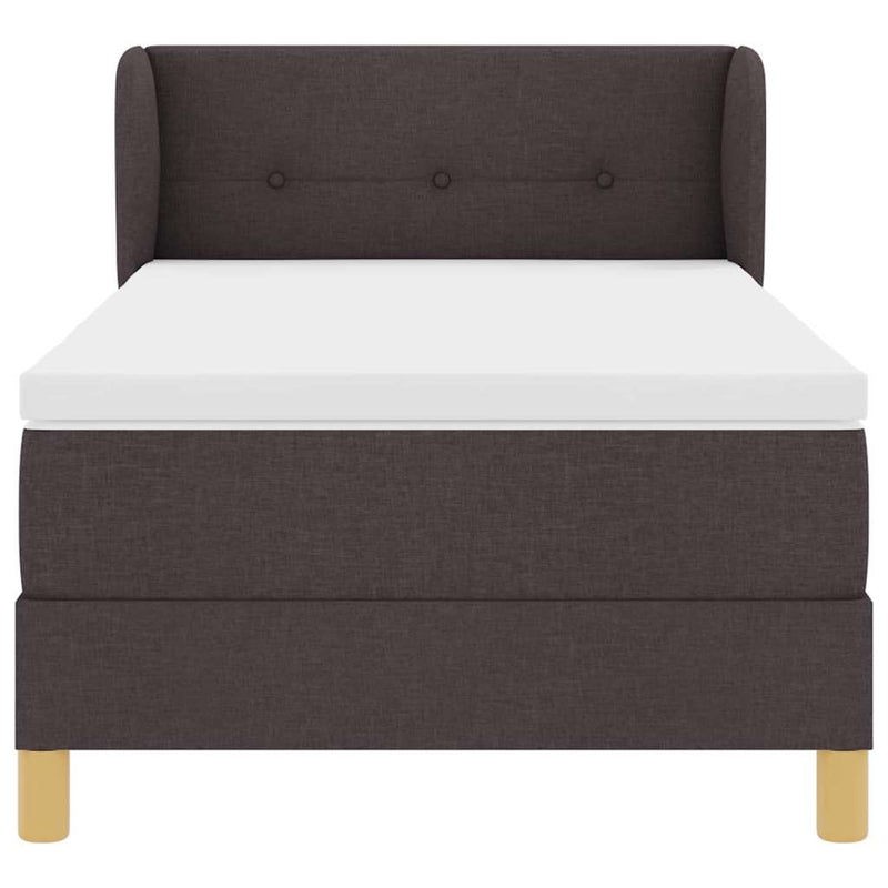 vidaXL Rugós Ágy Matraccal Krém 90x200 cm Szövet matracmal sötétbarna