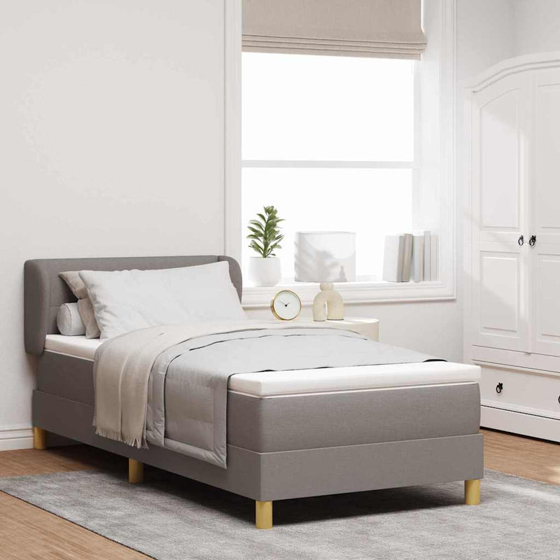 vidaXL Rugós Ágy Matraccal Krém 90x200 cm Szövet Tópszínű 90 x 200 cm