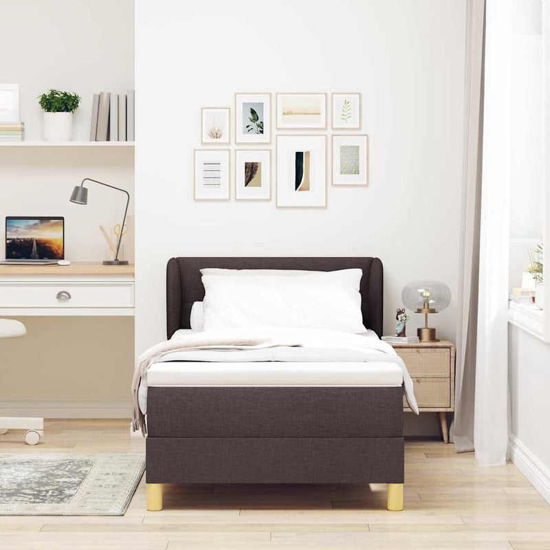vidaXL Rugós Ágy Matraccal Krém 90x200 cm Szövet matracmal sötétbarna