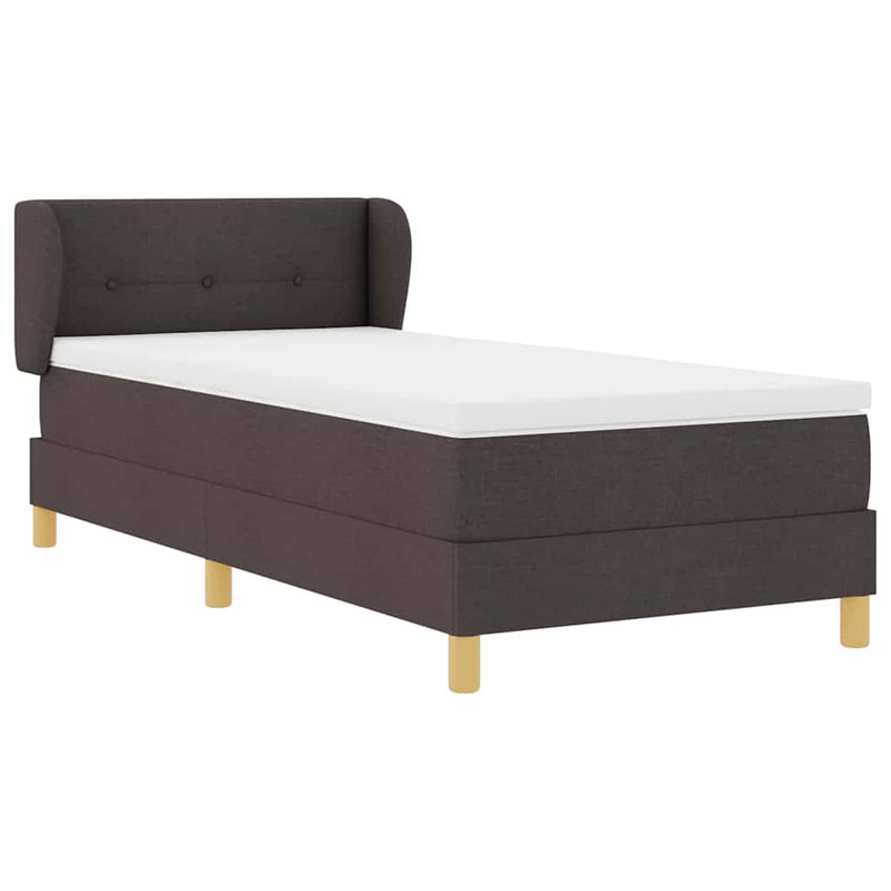 vidaXL Rugós Ágy Matraccal Krém 90x200 cm Szövet matracmal sötétbarna