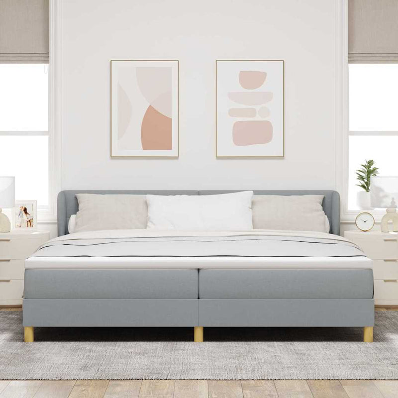 vidaXL Rugós Ágy Matraccal Krém 90x200 cm Szövet Világosszürke