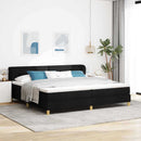 vidaXL Boxrugós ágy fejtámlával Fekete 200 x 200 cm szövet