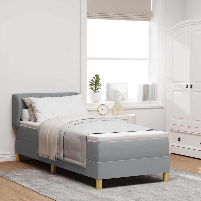 vidaXL Rugós Ágy Matraccal Krém 90x200 cm Szövet Világosszürke