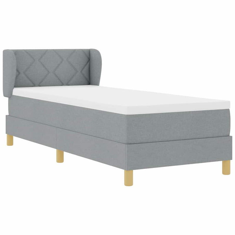 vidaXL Rugós Ágy Matraccal Krém 90x200 cm Szövet Világosszürke