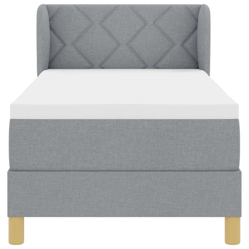 vidaXL Rugós Ágy Matraccal Krém 90x200 cm Szövet Világosszürke