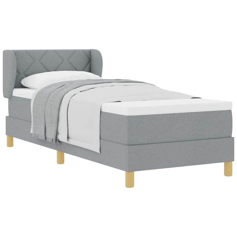 vidaXL Rugós Ágy Matraccal Krém 90x200 cm Szövet Világosszürke