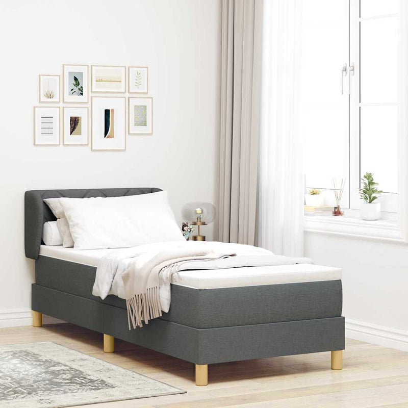 vidaXL Rugós Ágy Matraccal Krém 90x200 cm Szövet matracmal Sötétszürke