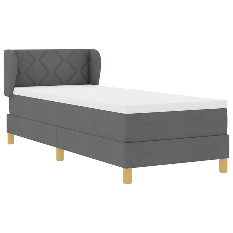 vidaXL Rugós Ágy Matraccal Krém 90x200 cm Szövet matracmal Sötétszürke