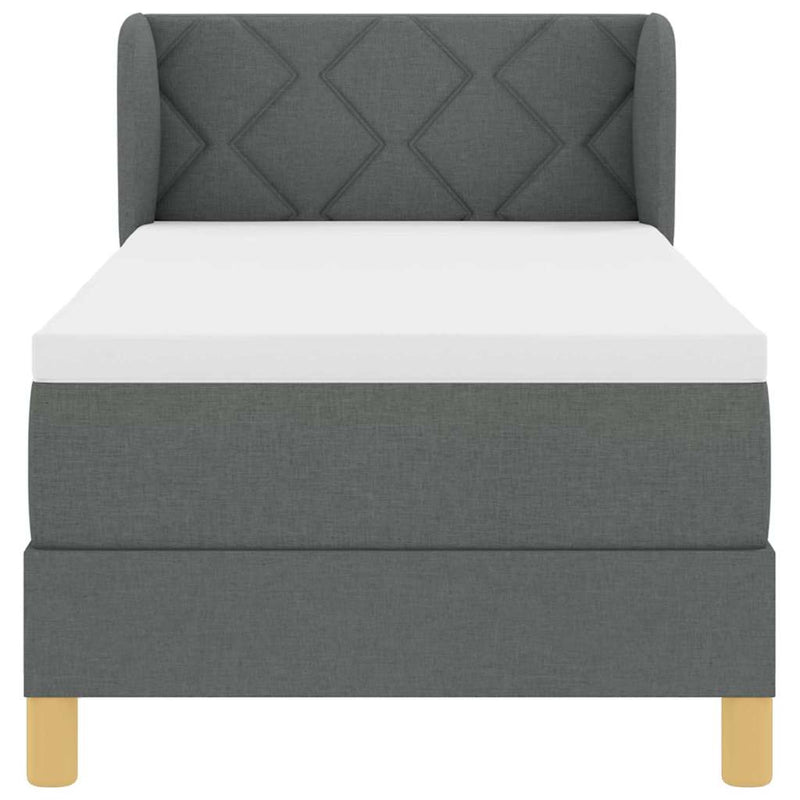 vidaXL Rugós Ágy Matraccal Krém 90x200 cm Szövet matracmal Sötétszürke