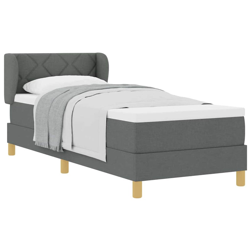 vidaXL Rugós Ágy Matraccal Krém 90x200 cm Szövet matracmal Sötétszürke