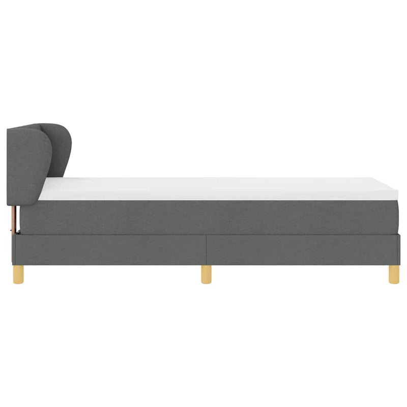 vidaXL Rugós Ágy Matraccal Krém 90x200 cm Szövet matracmal Sötétszürke