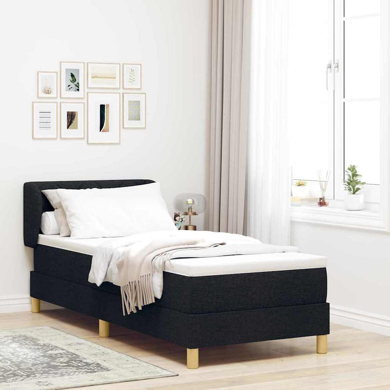 vidaXL Rugós Ágy Matraccal Krém 90x200 cm Szövet Fekete 80 x 200 cm