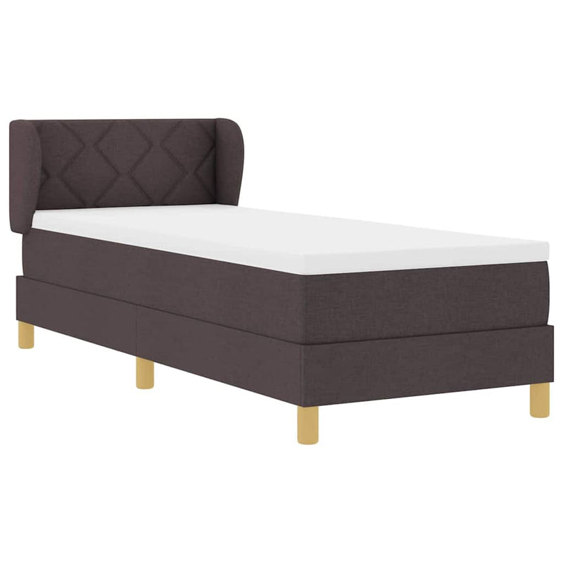 vidaXL Rugós Ágy Matraccal Krém 90x200 cm Szövet matracmal sötétbarna
