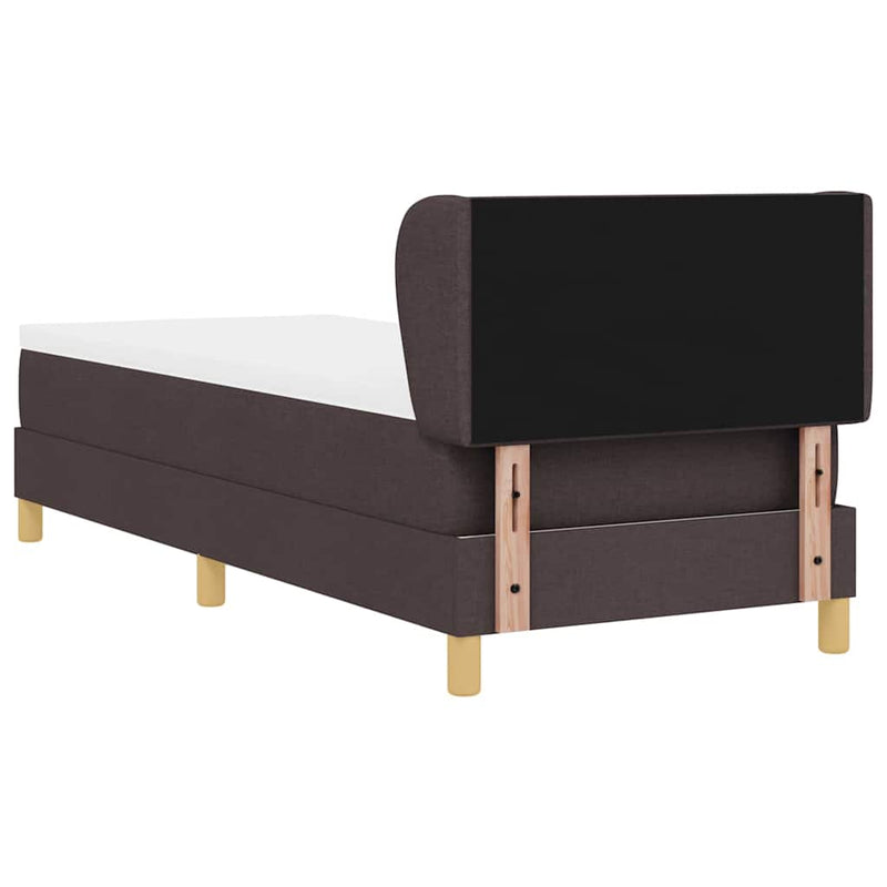 vidaXL Rugós Ágy Matraccal Krém 90x200 cm Szövet matracmal sötétbarna