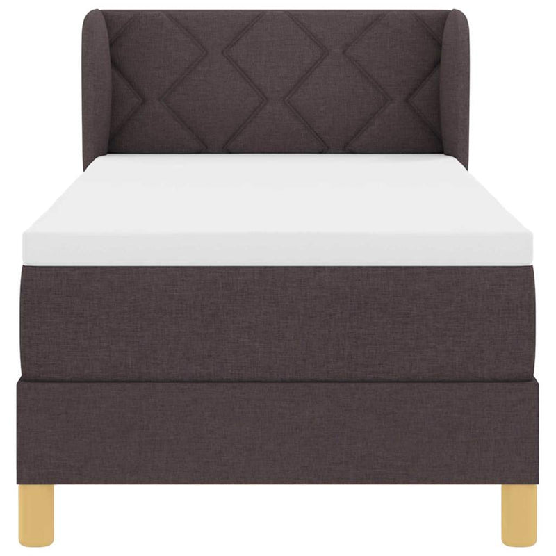 vidaXL Rugós Ágy Matraccal Krém 90x200 cm Szövet matracmal sötétbarna