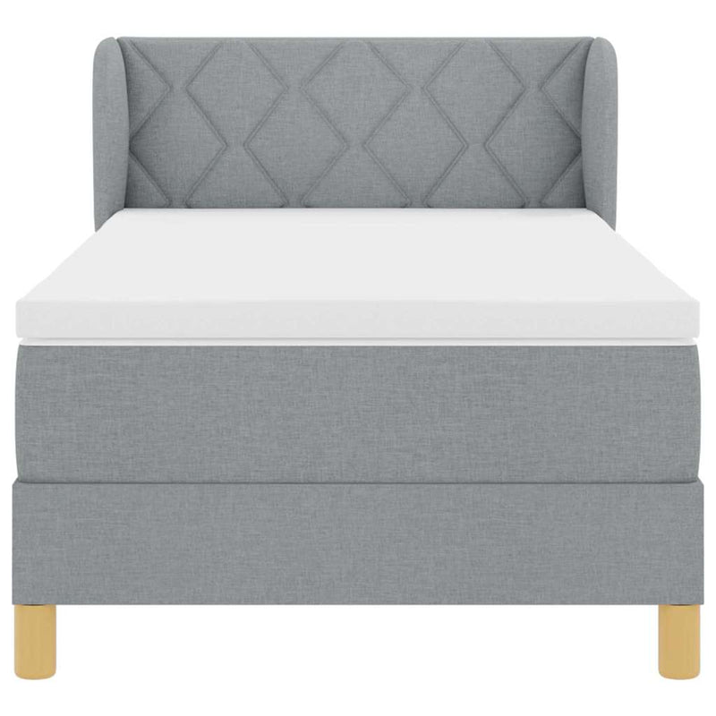 vidaXL Rugós Ágy Matraccal Krém 90x200 cm Szövet Világosszürke