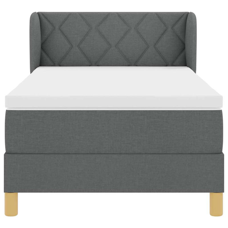 vidaXL Rugós Ágy Matraccal Krém 90x200 cm Szövet matracmal Sötétszürke