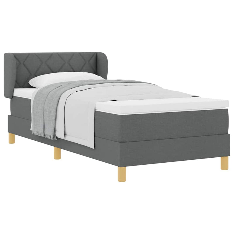 vidaXL Rugós Ágy Matraccal Krém 90x200 cm Szövet matracmal Sötétszürke