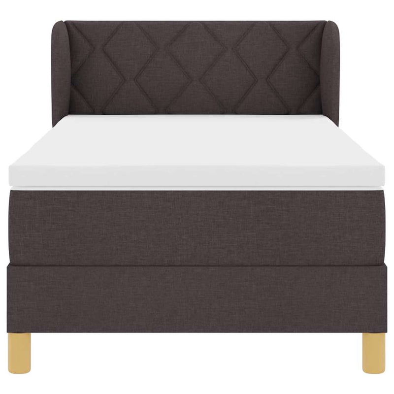 vidaXL Rugós Ágy Matraccal Krém 90x200 cm Szövet matracmal sötétbarna