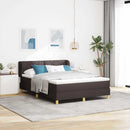 vidaXL Boxrugós ágy fejtámlával Sötét Barna 140 x 200 cm szövet