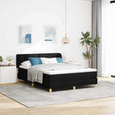vidaXL Boxrugós ágy fejtámlával Fekete 160 x 200 cm szövet