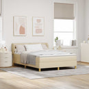 vidaXL Boxrugós ágy fejtámlával Krém 160 x 200 cm szövet