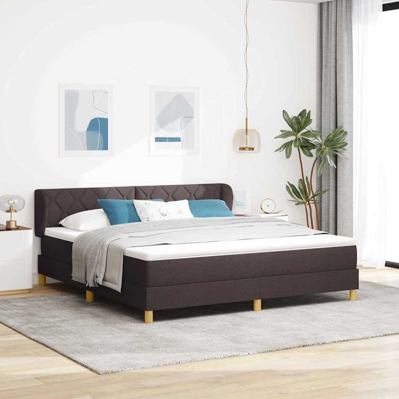vidaXL Rugós Ágy Matraccal Krém 90x200 cm Szövet matracmal sötétbarna