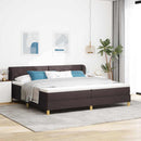 vidaXL Boxrugós ágy fejtámlával Sötét Barna 200 x 200 cm szövet