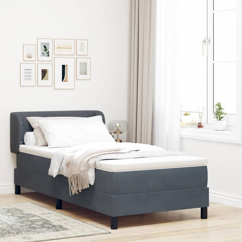 vidaXL Box Spring Ágy Matraccal Sötétszürke 80x200 cm Bársonyos