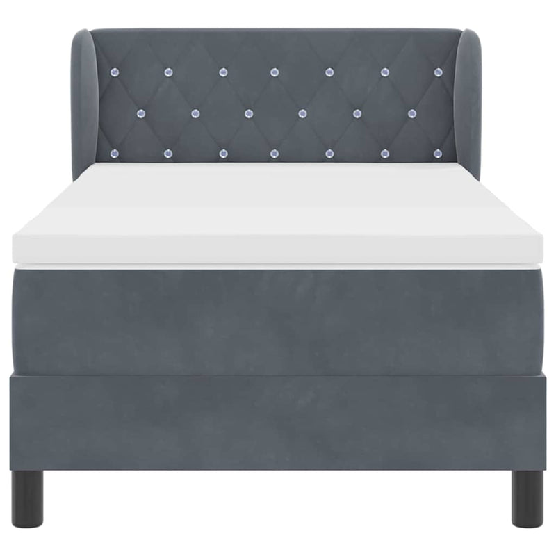 vidaXL Box Spring Ágy Matraccal Sötétszürke 80x200 cm Bársonyos
