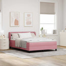 vidaXL Boxrugós ágy fejtámlával Rózsaszín 140 x 190 cm Bársony